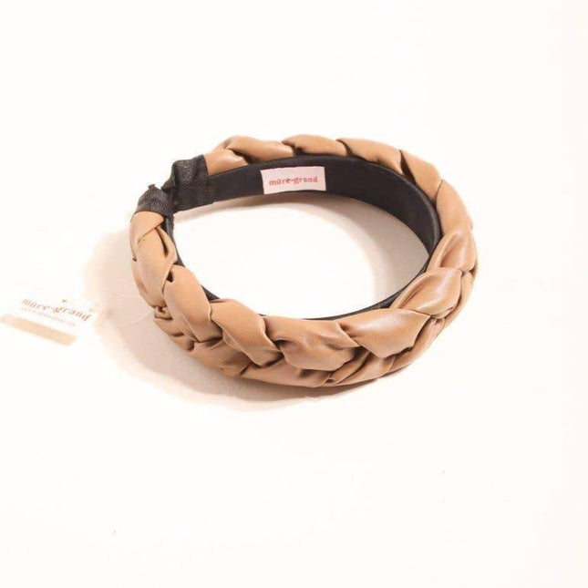 Mure & Grand Braided Leather Headband- Tan