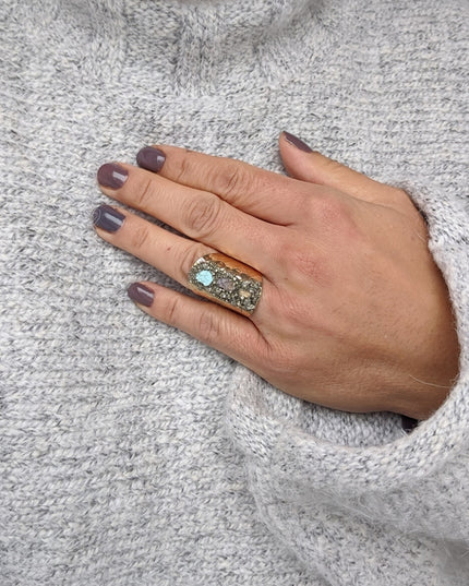Gold Plated Raw Stone Ring