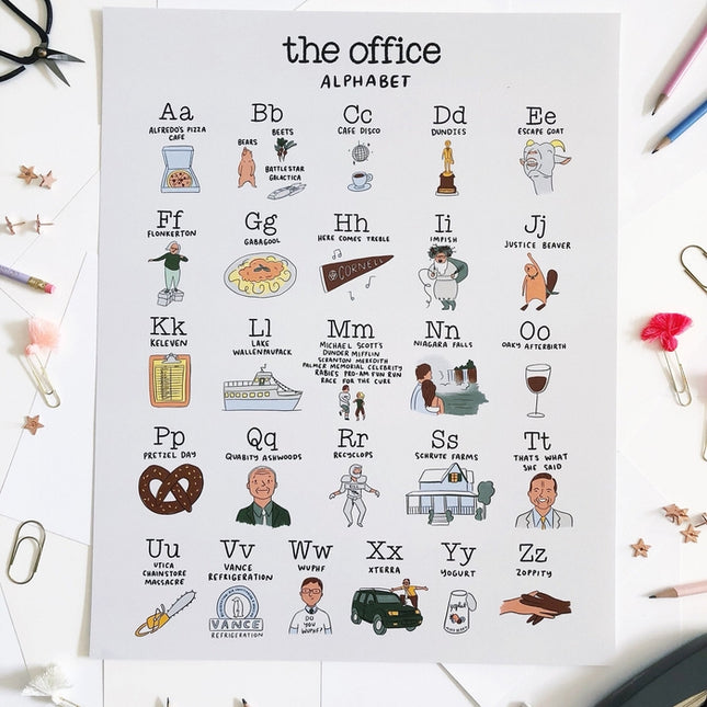 Office Alphabet Print Poster