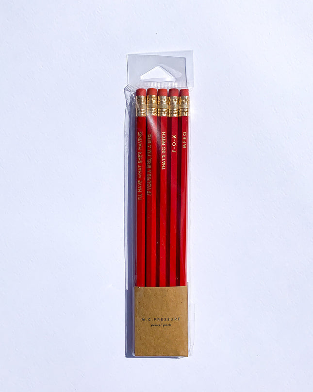 Rom-Com Pencil Set - Red & Gold