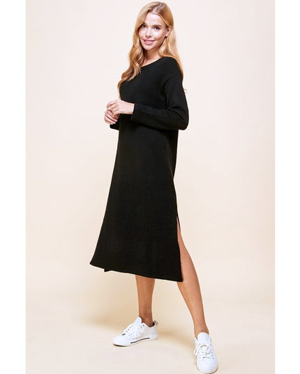 Drop Shoulder Midi Sweater Dress