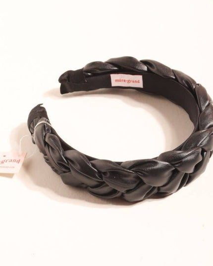 Mure & Grand Braided Leather Headband- Black
