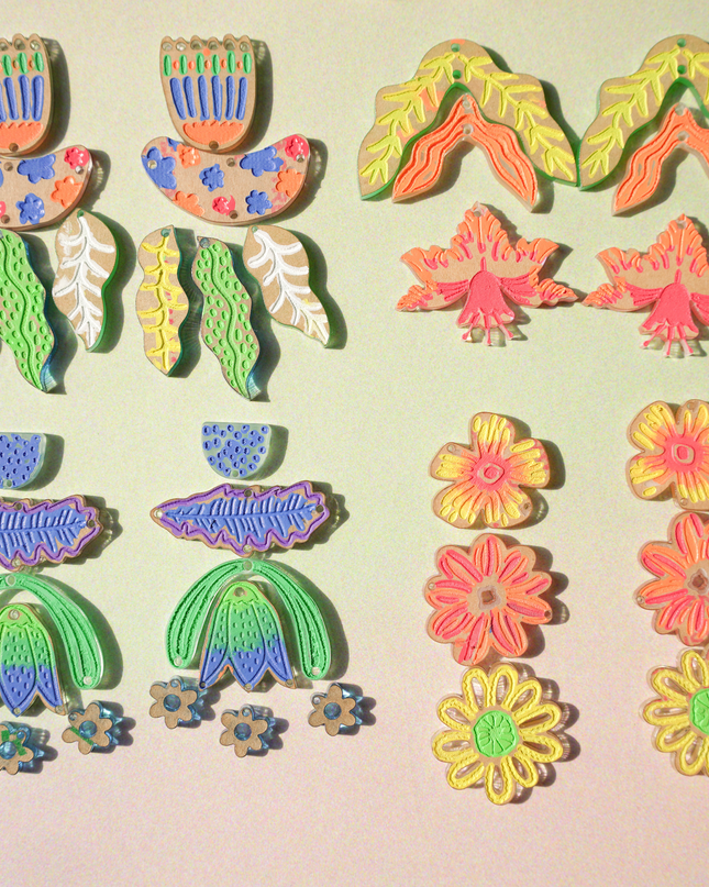 Painted Blooms Acrylic Earring Diy Kit - Funky Fun You