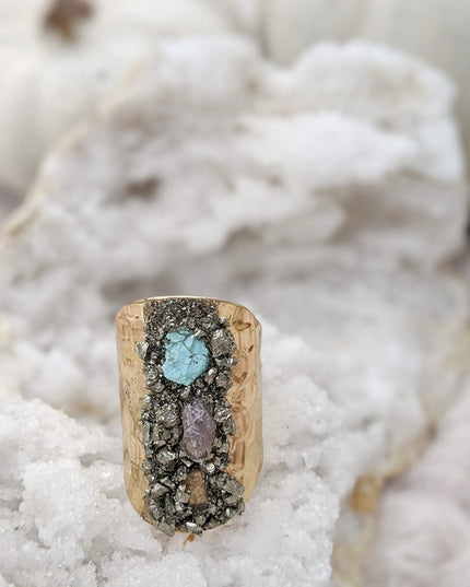Gold Plated Raw Stone Ring