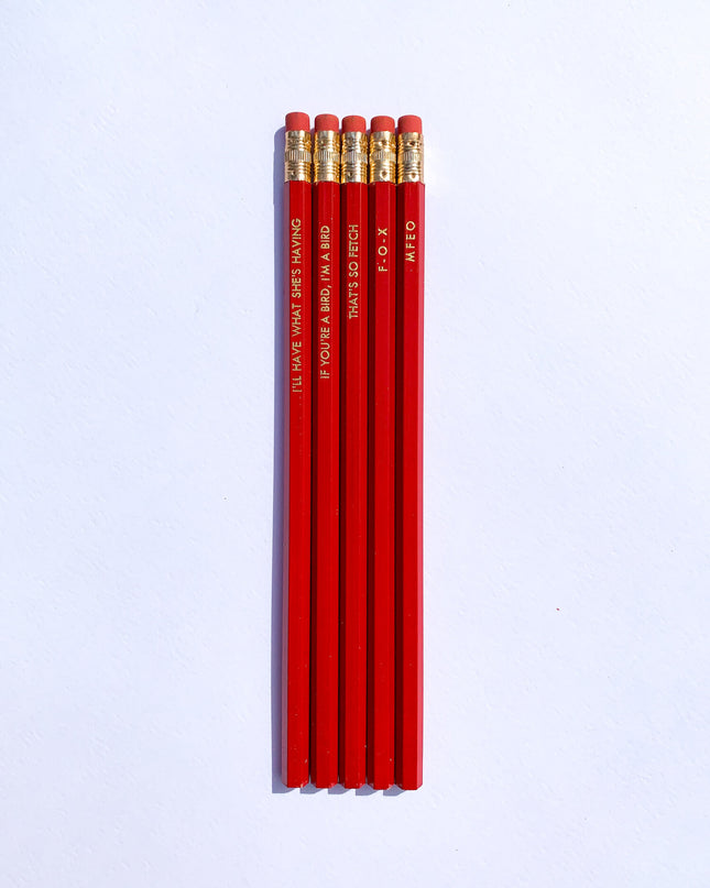 Rom-Com Pencil Set - Red & Gold