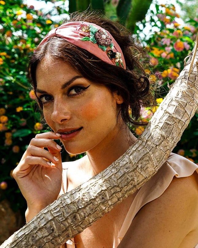 Pink Lady Embroidered Headband