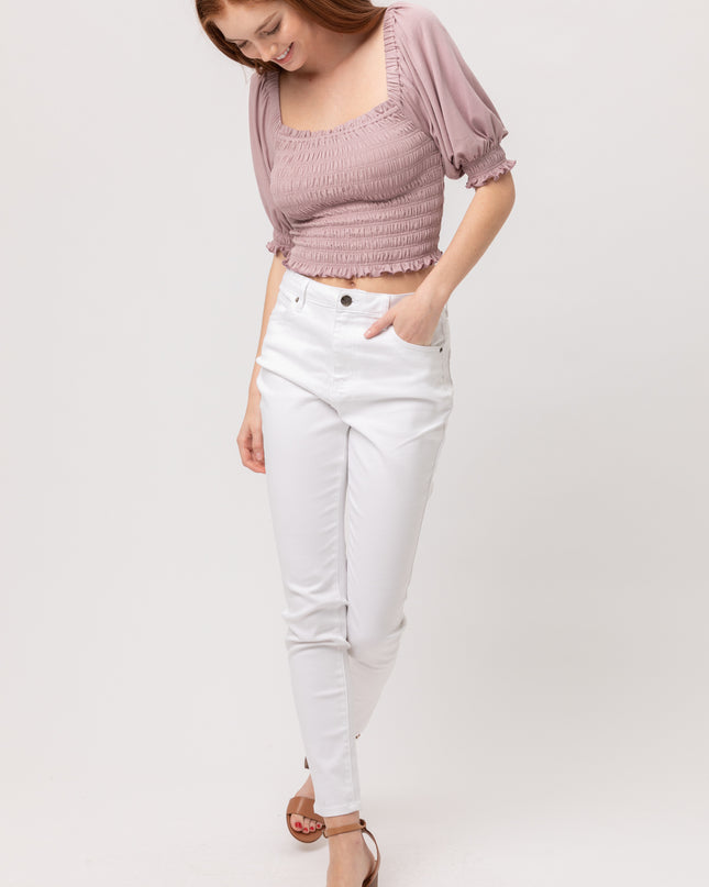 Lavender Bardot Ruched Crop