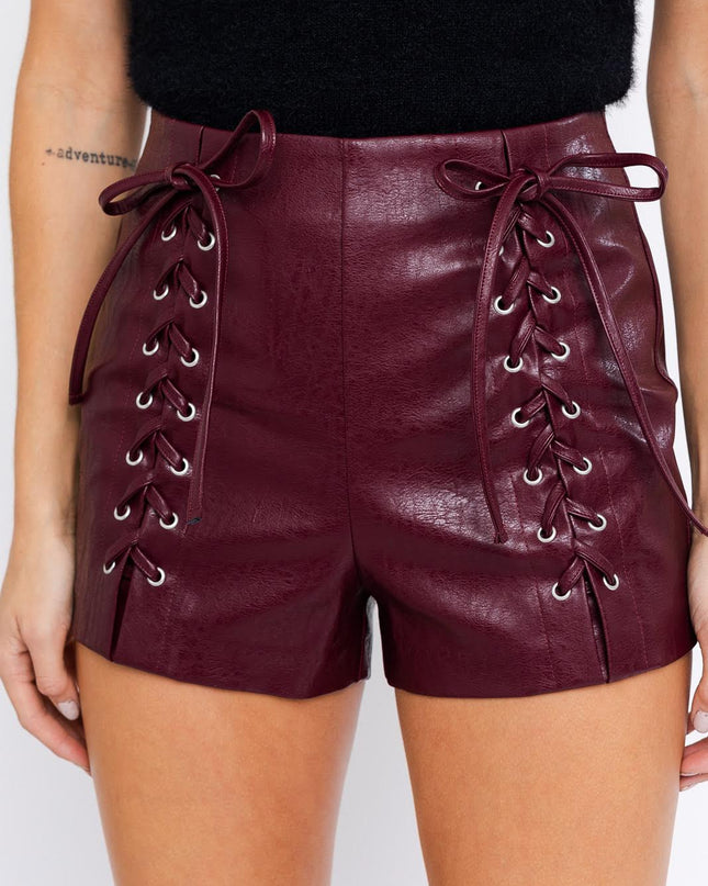 Laced Up Leather Shorts