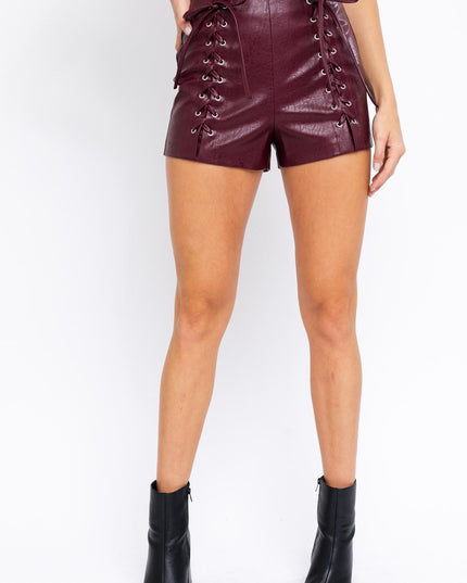 Laced Up Leather Shorts