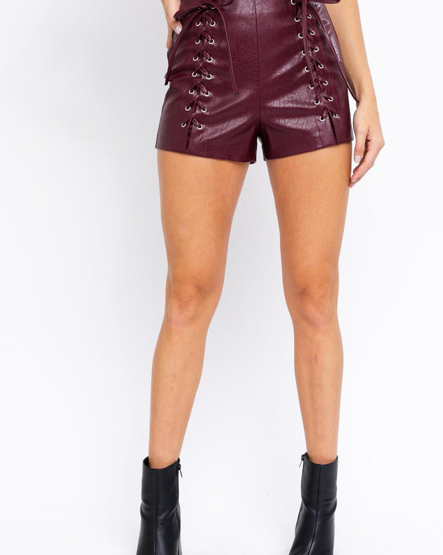 Laced Up Leather Shorts