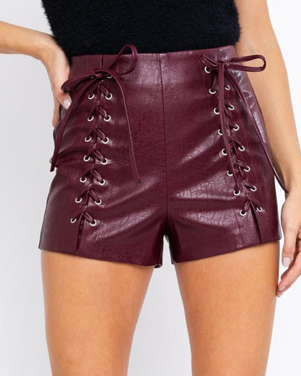 Laced Up Leather Shorts