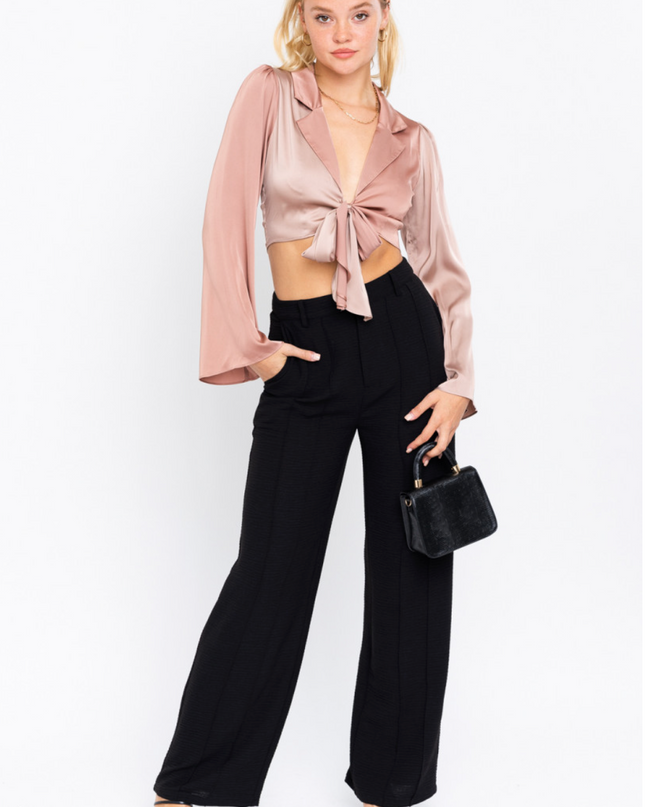 Blushing Babe Tie Front Top