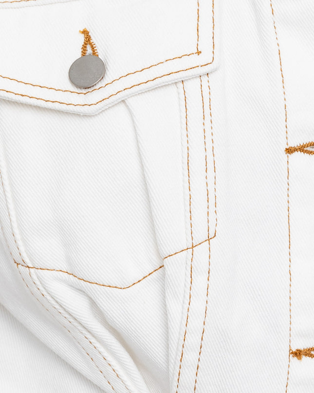 denim doll romper- white